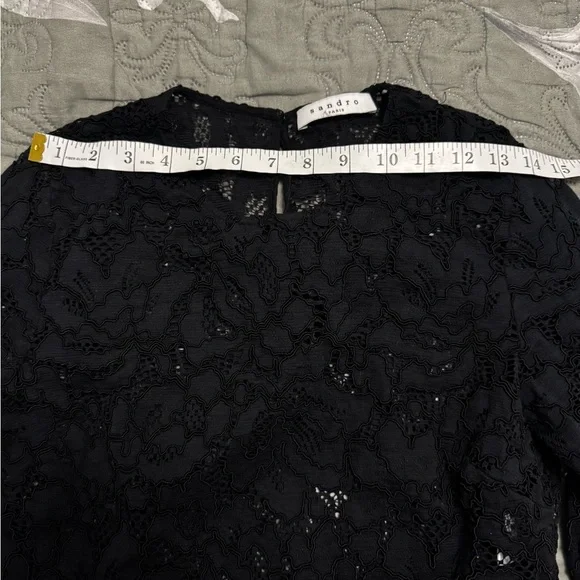 Sandro Black Lace Long Sleeve Blouse - Picture 10 of 12